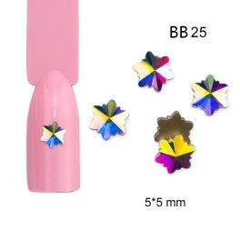   Kamienky v tvare drahokamu, AB viacfarebné, snehové vločky malé 20 ks