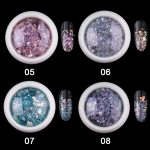 Dekoratívne flitre v striebornej farbe, šesťhranné, zmiešaná veľkosť