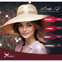   Lady G 4-dielna súprava gél lakov - August collection - s darčekovou margarétkou