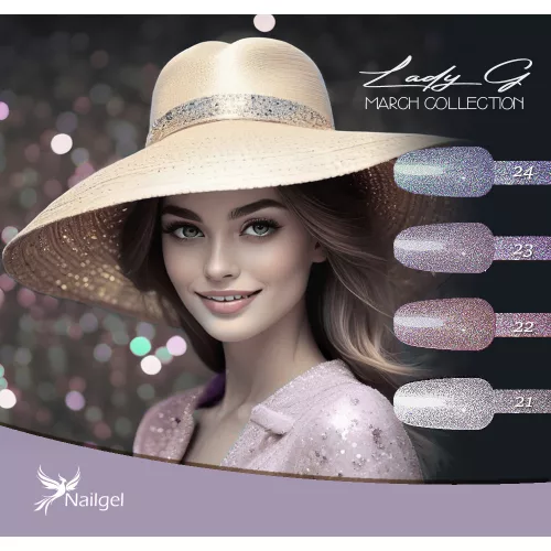 Lady G 4-dielna súprava gél lakov - March collection - s darčekovou margarétkou