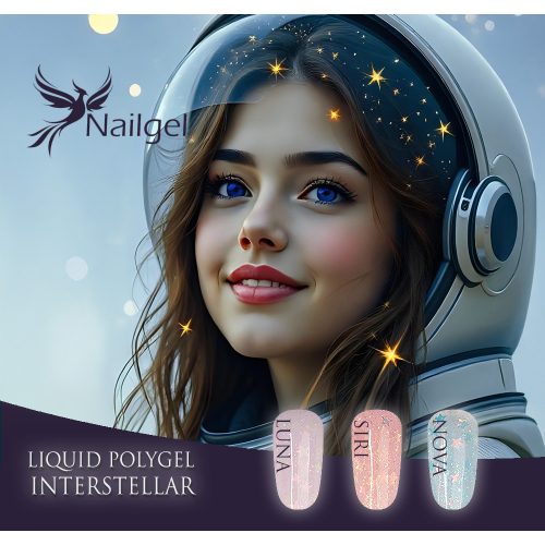 Kolekcia Liquid Polygel INTERSTELLAR – 3 kusy v tégliku, s darčekom: vzorkovník Liquid Polygel efektov