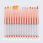 Mini gél štetec, rosegold, zdobené kryštálmi, v prémiovej kvalite