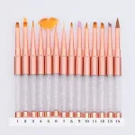 Ozdobný štetec so šikmým koncom, rosegold, zdobený kryštálmi, prémiovej kvality