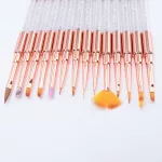 Ozdobný štetec so šikmým koncom, rosegold, zdobený kryštálmi, prémiovej kvality